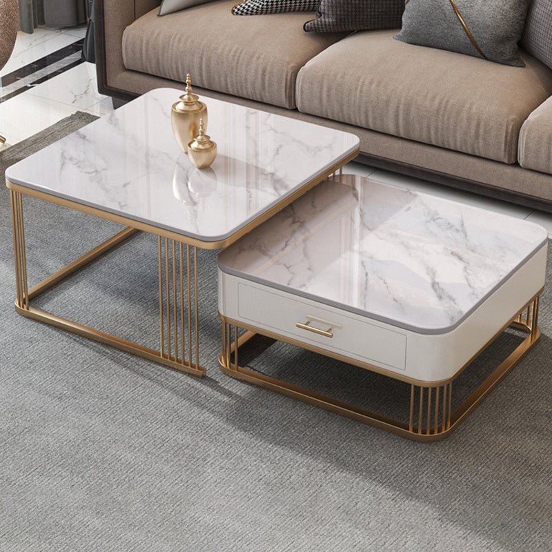 Frame Base 2 Nesting Coffee Table with Storage Metal Coffee Table Set