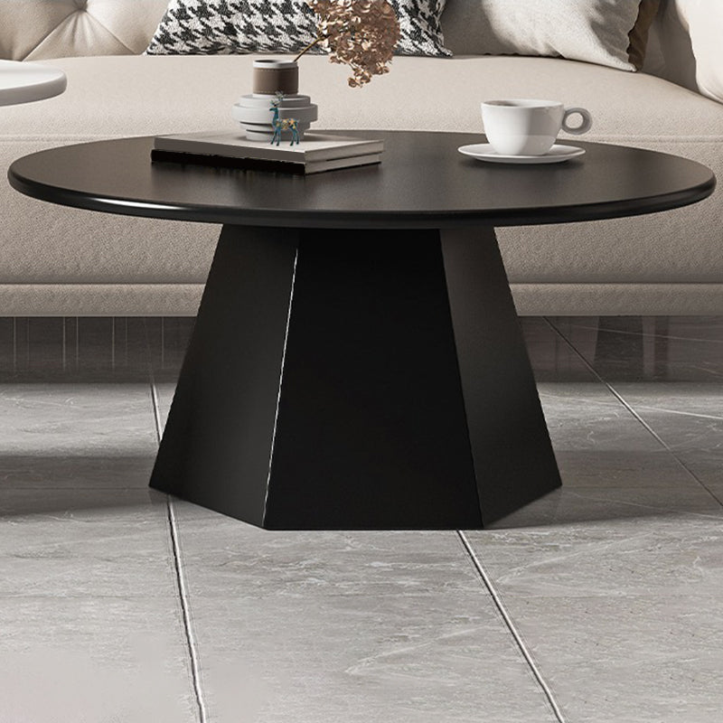 Mid-Century Iron Round Pedestal Coffee Cocktail Table Set in Black & White