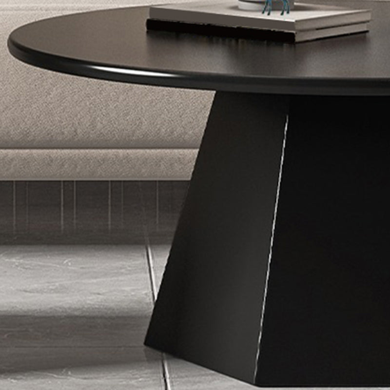 Mid-Century Iron Round Pedestal Coffee Cocktail Table Set in Black & White