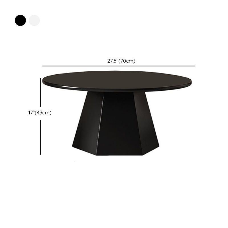 Mid-Century Iron Round Pedestal Coffee Cocktail Table Set in Black & White