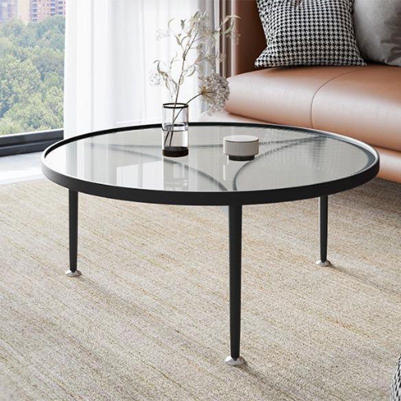 Clear Glass Top Round Coffee Table 3 Legs Cocktail Nesting Table Set