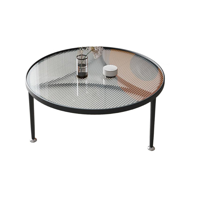 Clear Glass Top Round Coffee Table 3 Legs Cocktail Nesting Table Set