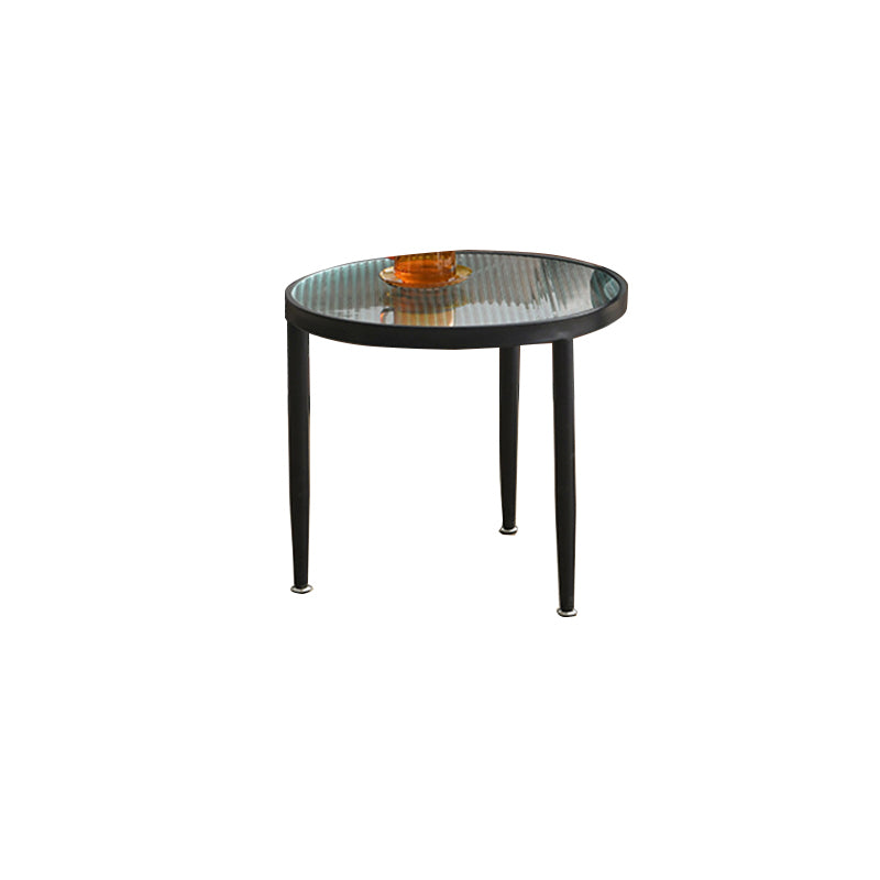 Clear Glass Top Round Coffee Table 3 Legs Cocktail Nesting Table Set
