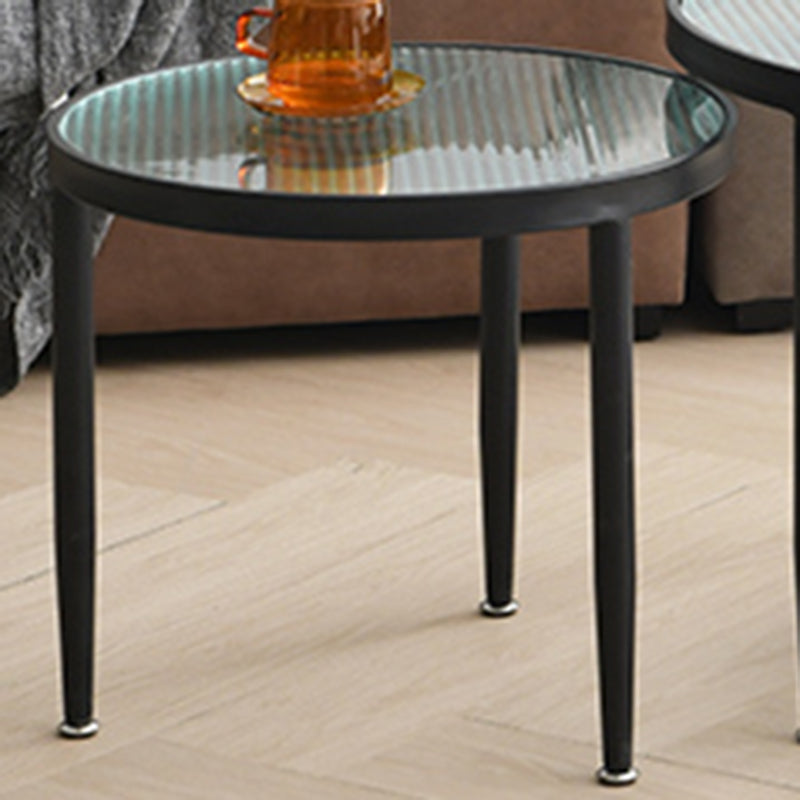 Clear Glass Top Round Coffee Table 3 Legs Cocktail Nesting Table Set
