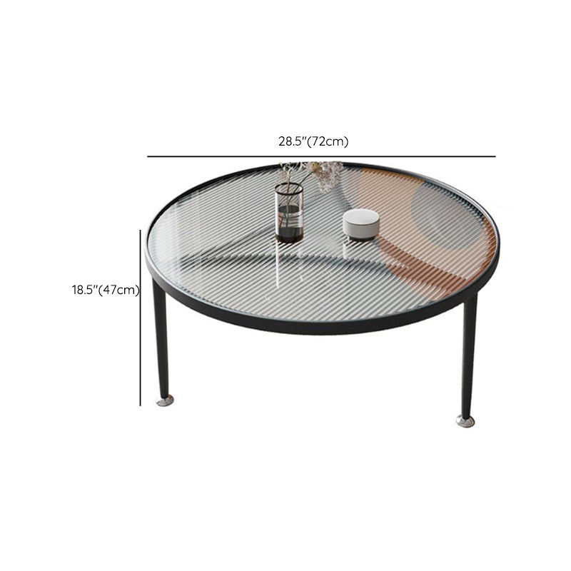 Clear Glass Top Round Coffee Table 3 Legs Cocktail Nesting Table Set