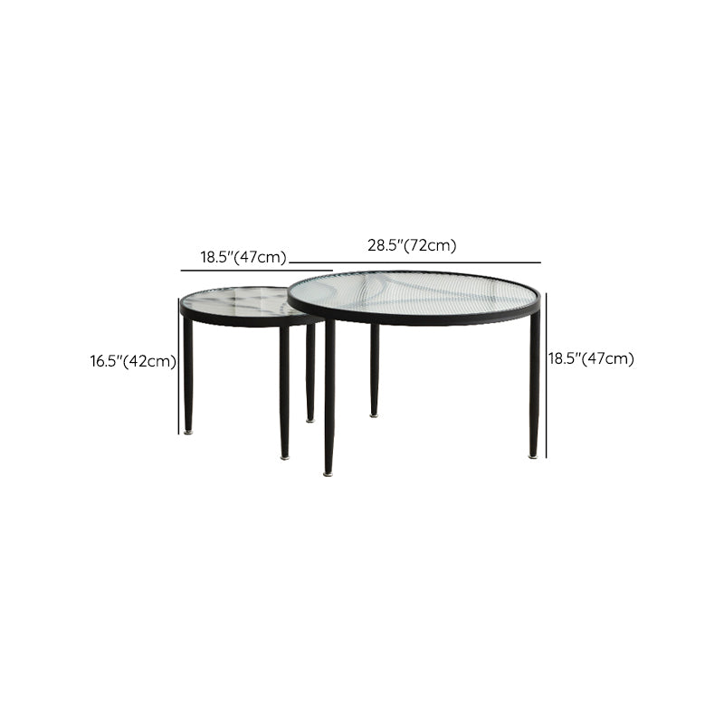 Clear Glass Top Round Coffee Table 3 Legs Cocktail Nesting Table Set