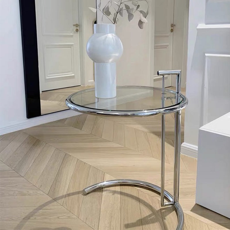 Modern Glass Round Side End Table C Sofa Corner Table For Living Room