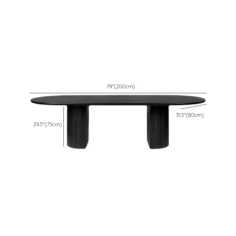 Modern Wooden Table Oval Dinner Room Kitchen Table in Black with Double Pedestal