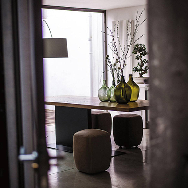 Natural Top Rectangular Table Solid Wood Dining Room Table with Metal Base