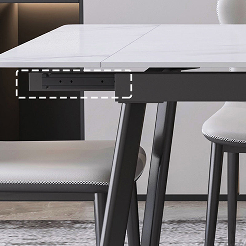 Modern Dining Table Rectangle Extendable Black Frame Dining Table for Dining Room