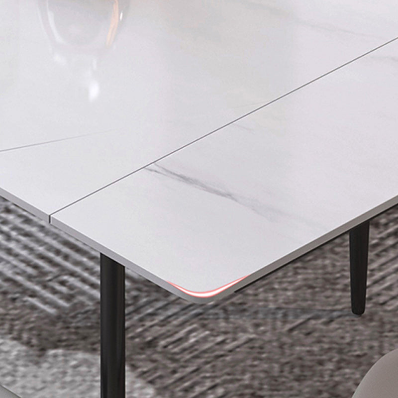 Modern Dining Table Rectangle Extendable Black Frame Dining Table for Dining Room