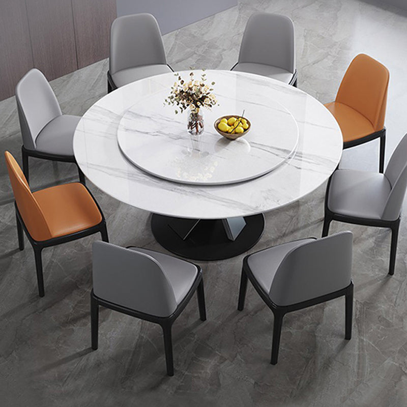 Modern Round Table Sintered Stone Dining Table with Turntable for Home