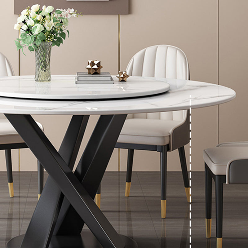 Modern Round Table Sintered Stone Dining Table with Turntable for Home
