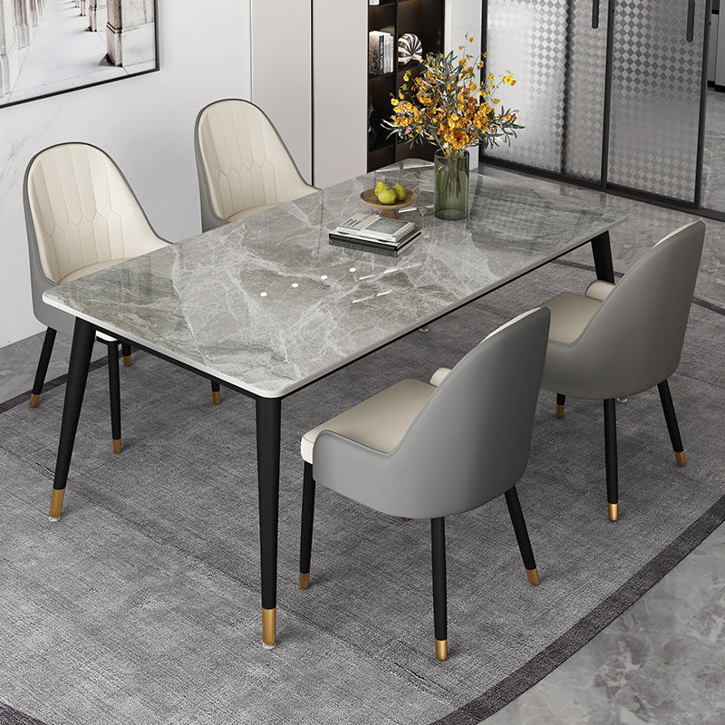 Modern Dining Table Black Frame Stone Dining Table for Dinner Room