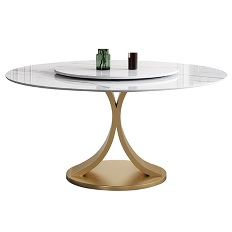 Contemporary Round Dining Table Stone Dinner Table for Home Kitchen