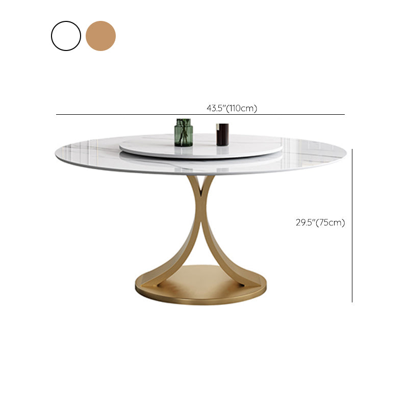 Contemporary Round Dining Table Stone Dinner Table for Home Kitchen