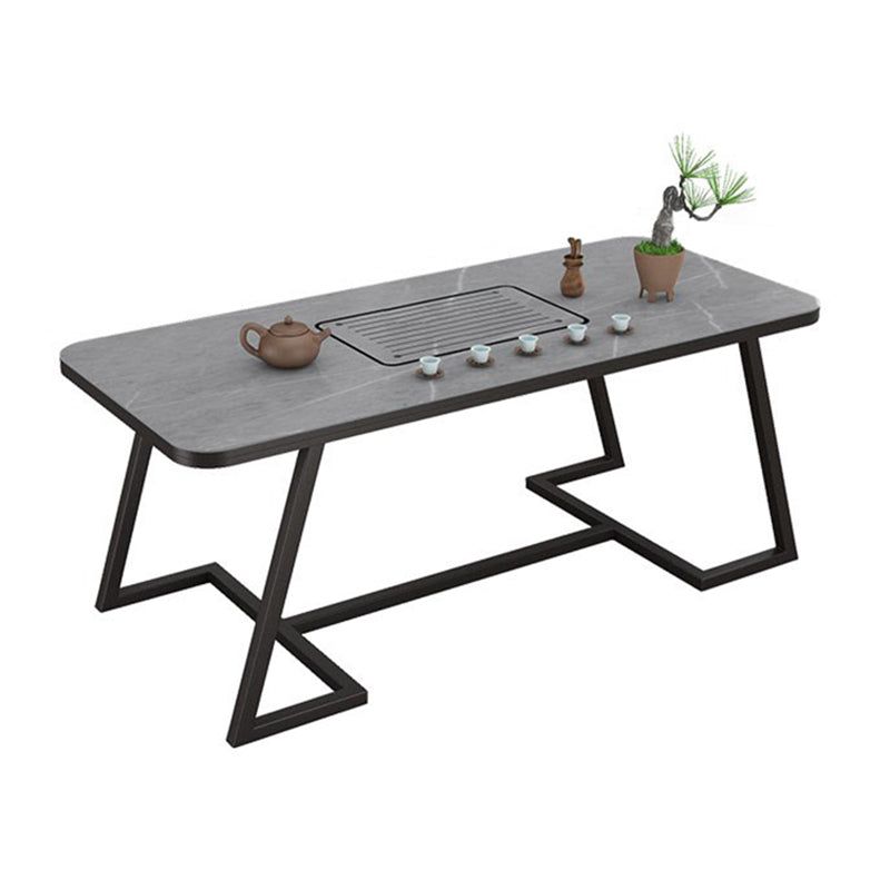 Metal and Stone Table Glam Style Family Rectangular Dining Table
