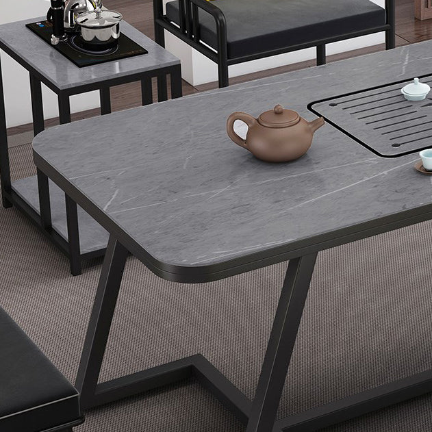 Metal and Stone Table Glam Style Family Rectangular Dining Table