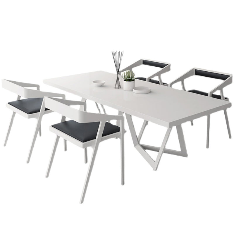 Metal and Wood Table Mid-Century Modern Style Family Rectangular Dining Table