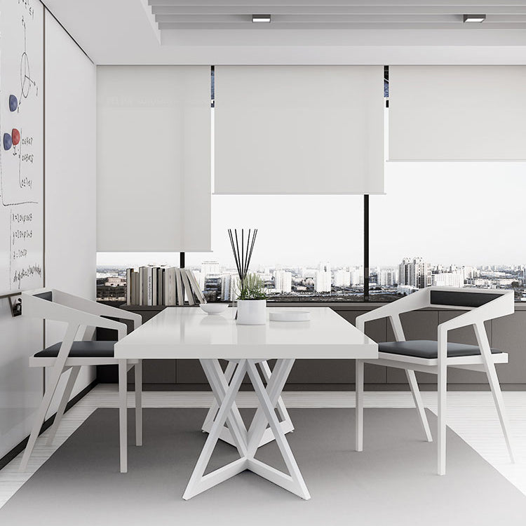 Metal and Wood Table Mid-Century Modern Style Family Rectangular Dining Table