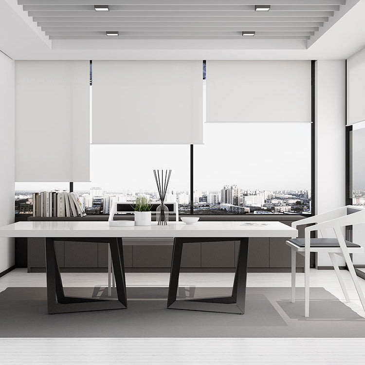 Metal and Wood Table Mid-Century Modern Style Family Rectangular Dining Table