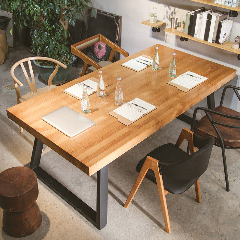 Rectangle Double Pedestal Table Industrial Solid Wood Kitchen Desk