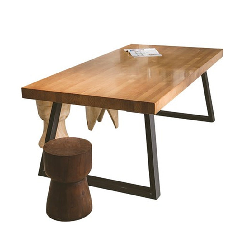 Rectangle Double Pedestal Table Industrial Solid Wood Kitchen Desk
