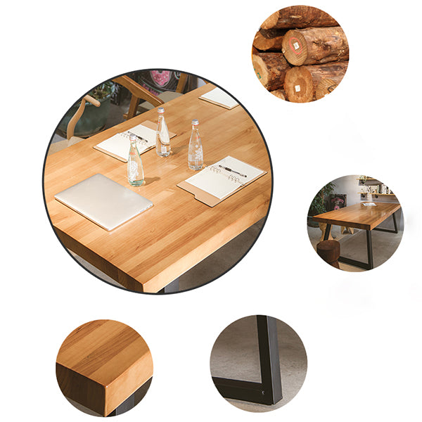 Rectangle Double Pedestal Table Industrial Solid Wood Kitchen Desk