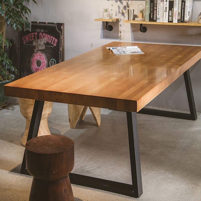 Rectangle Double Pedestal Table Industrial Solid Wood Kitchen Desk