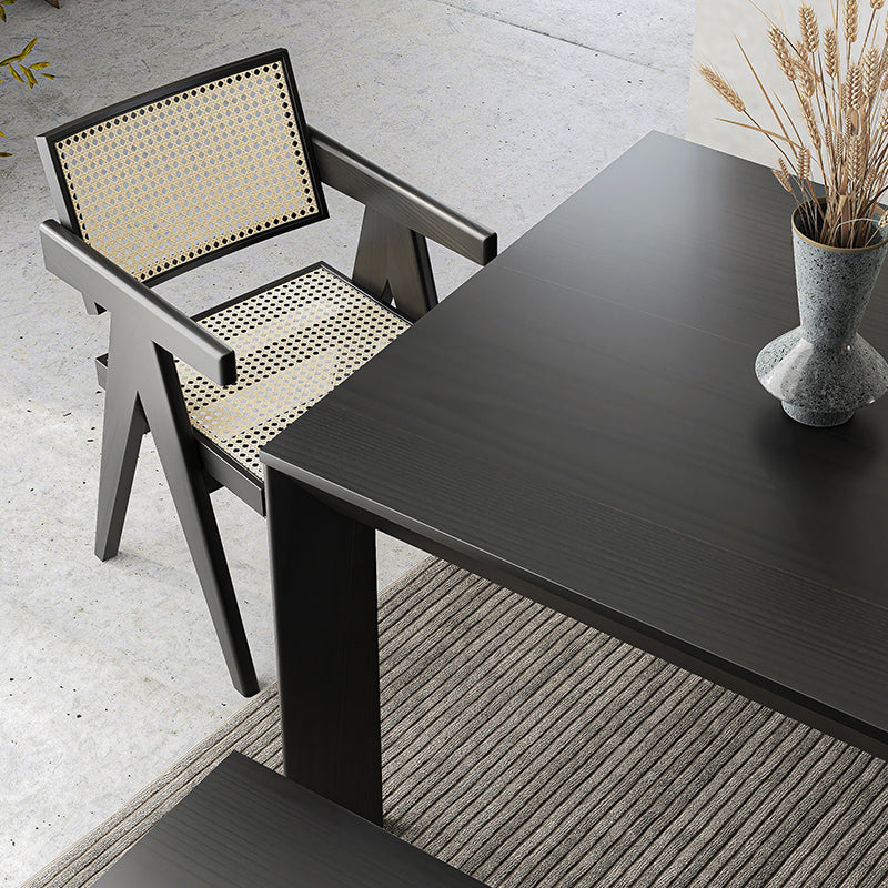 Industrial Rectangle Dining Room Table Solid Wood Fixed Kitchen Desk
