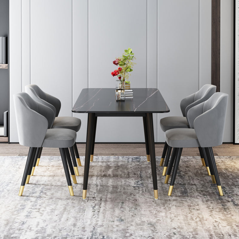 Metal and Stone Table Glam Style Minimalist Home Rectangular Dining Table