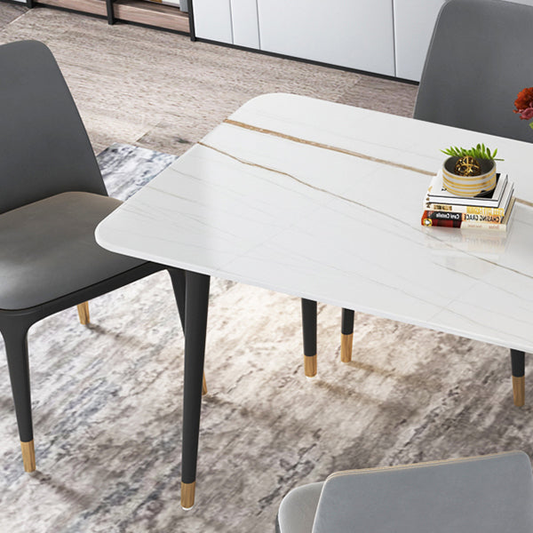 Metal and Stone Table Glam Style Minimalist Home Rectangular Dining Table