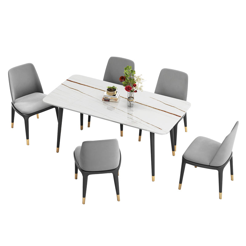 Metal and Stone Table Glam Style Minimalist Home Rectangular Dining Table