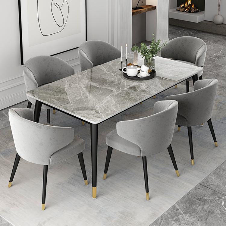 Metal and Stone Table Glam Style Simple Family Rectangular Dining Table