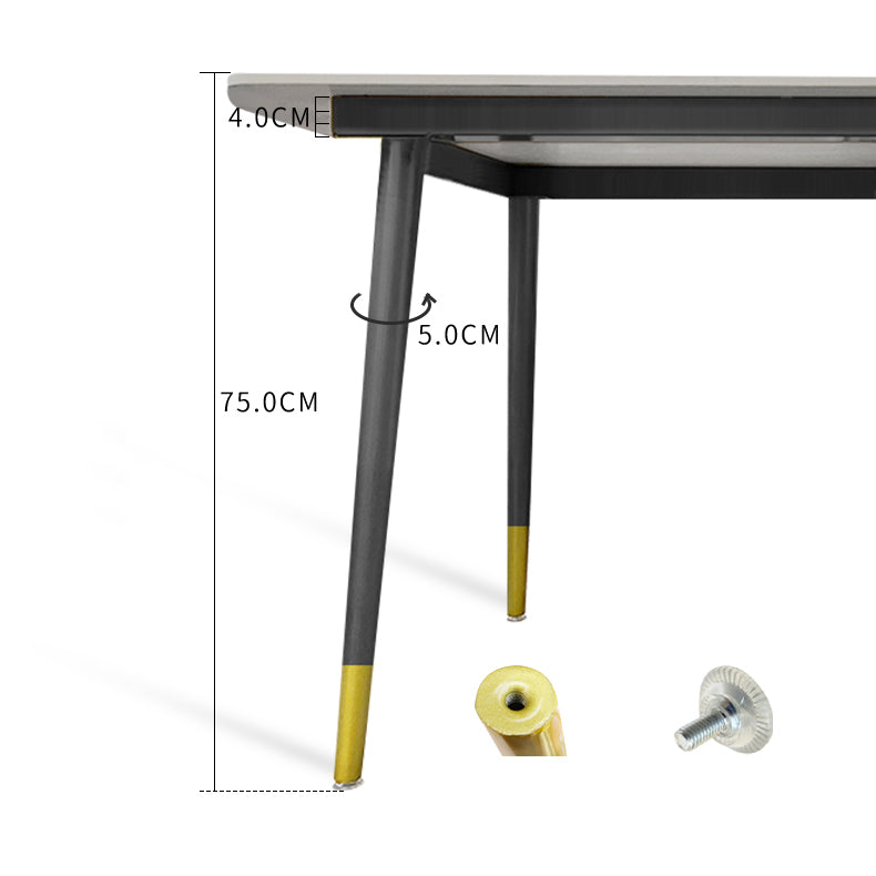 Metal and Stone Table Glam Style Simple Family Rectangular Dining Table