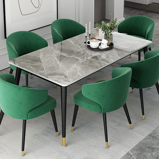Metal and Stone Table Glam Style Simple Family Rectangular Dining Table