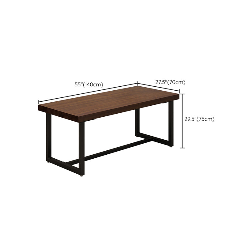 Solid Wood Fixed Dining Table Industrial Kitchen Table with Trestle Base