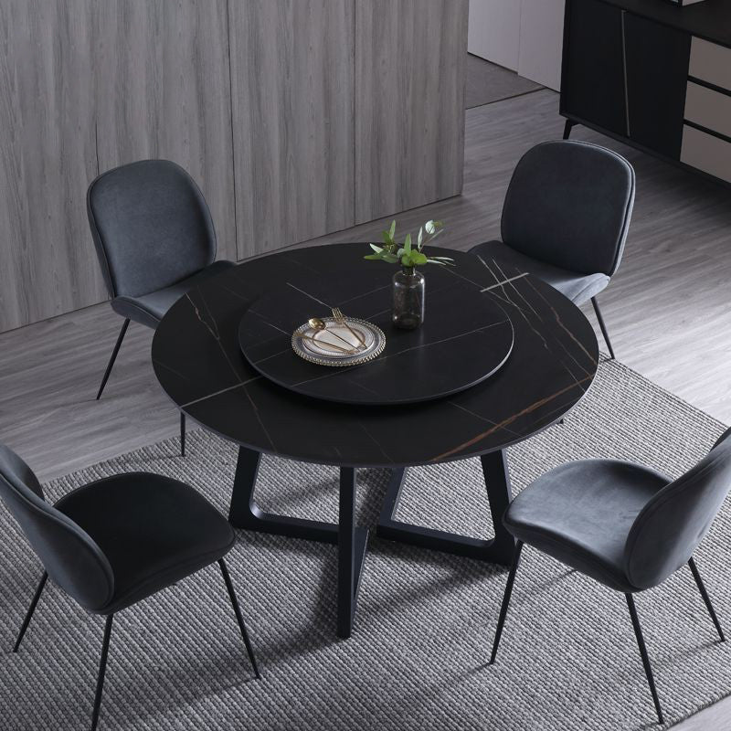 Metal and Stone Table Glam Style Simple Home Black Round Dining Table