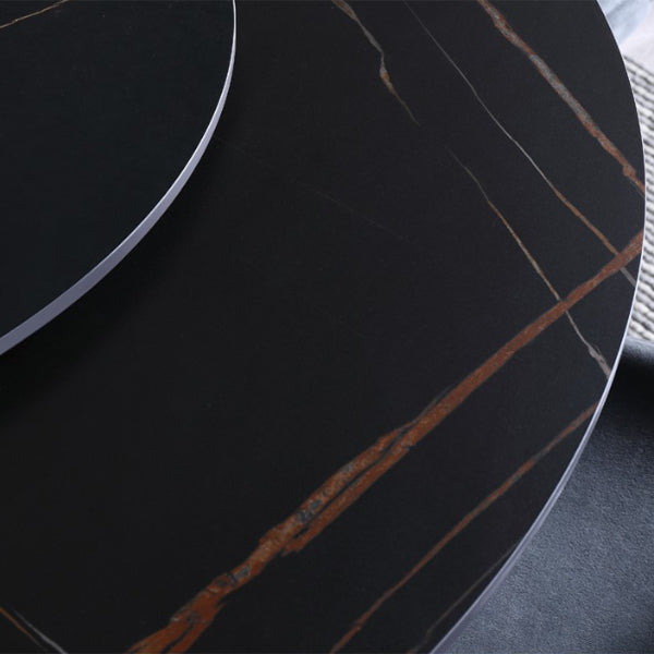 Metal and Stone Table Glam Style Simple Home Black Round Dining Table