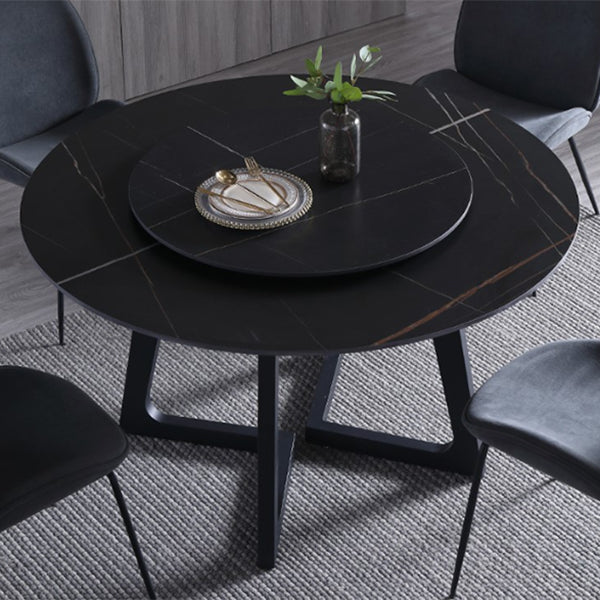 Metal and Stone Table Glam Style Simple Home Black Round Dining Table