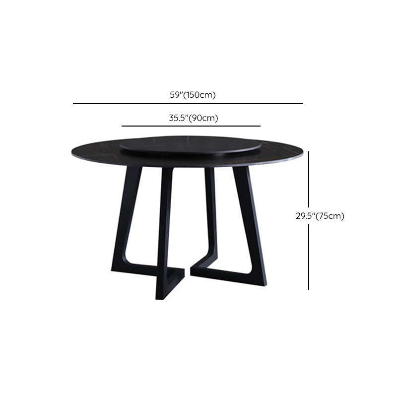 Metal and Stone Table Glam Style Simple Home Black Round Dining Table