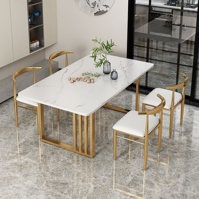 Metal and Slate Table Industrial Style Minimalist Home Rectangular Dining Table