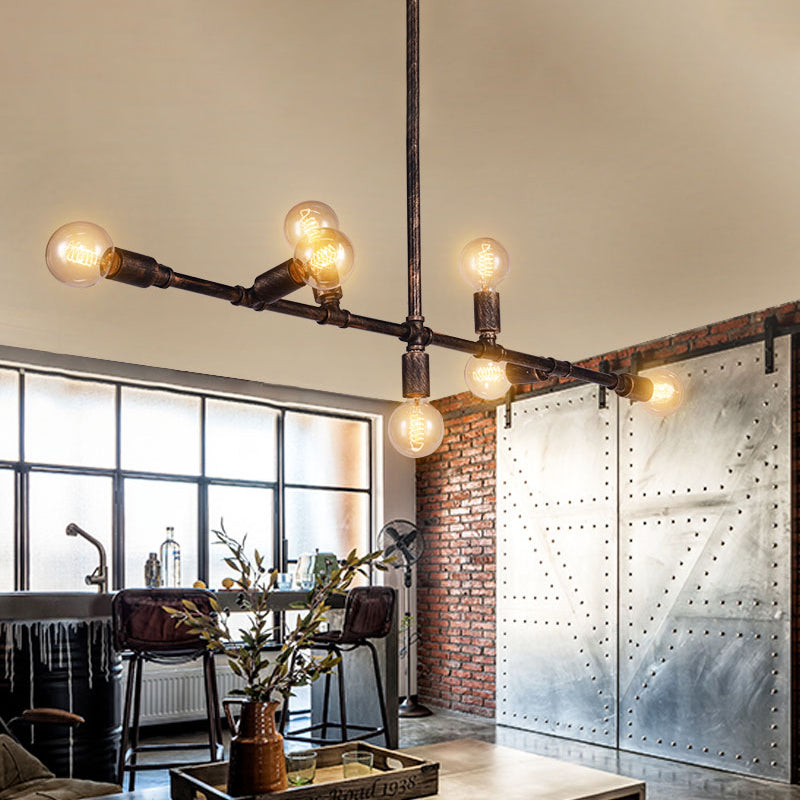 7/11 Lights Exposed Island Pendant Light Farmhouse Style Antique Bronze Wrought Iron Hanging Island Light