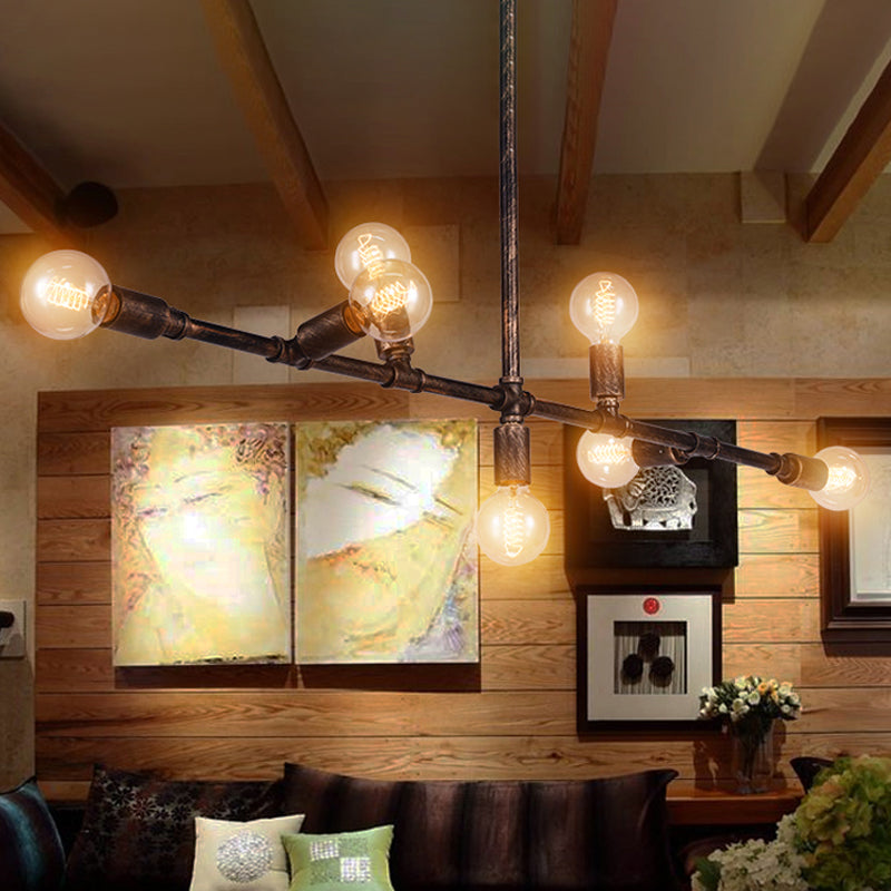 7/11 Lights Exposed Island Pendant Light Farmhouse Style Antique Bronze Wrought Iron Hanging Island Light