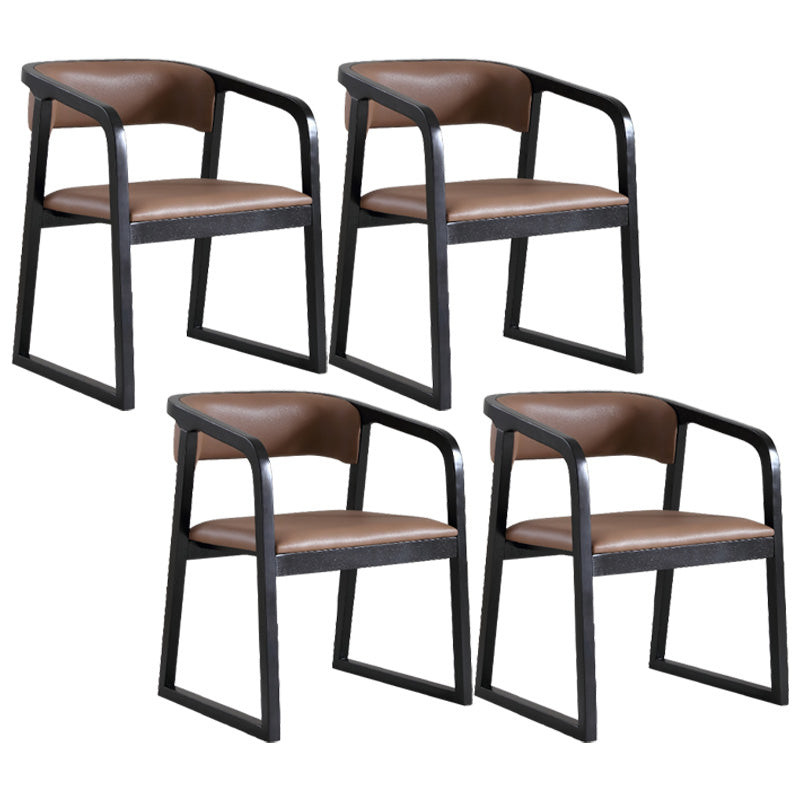 Contemporary Wood Dining Arm Chairs Open Back Dining Side Chair for Restaurant Use