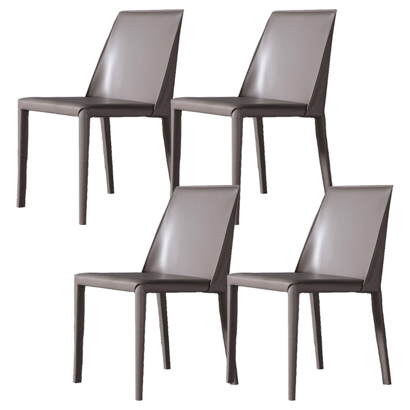 Modern Style Leather Side Chair Armless Metal Side Chair for Home Use