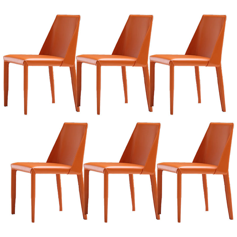 Modern Style Leather Side Chair Armless Metal Side Chair for Home Use