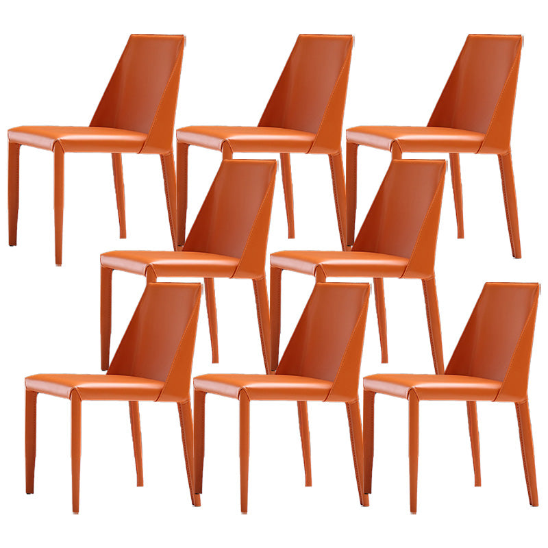 Modern Style Leather Side Chair Armless Metal Side Chair for Home Use