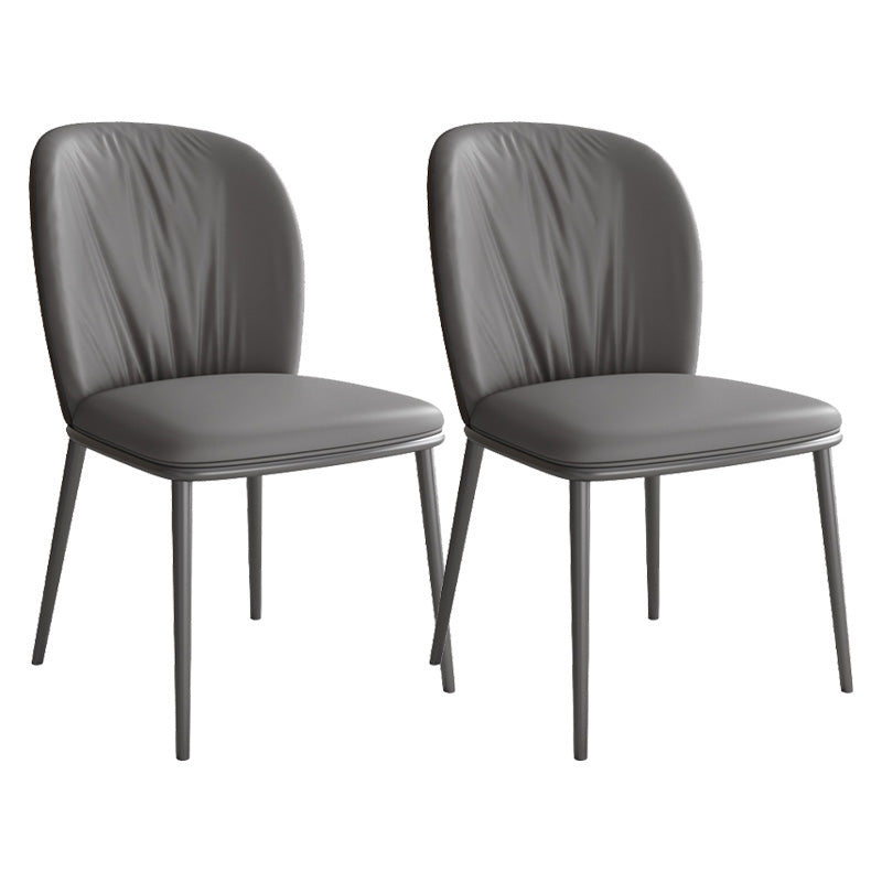 Modern Style Faux Leather Chair Armless Metal Side Chair for Home Use