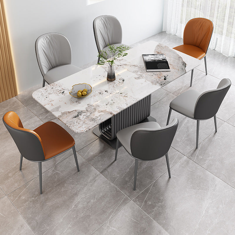 Modern Style Faux Leather Chair Armless Metal Side Chair for Home Use